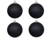 christmas ball B1 glitter black, Ø 10cm, 4 pcs.