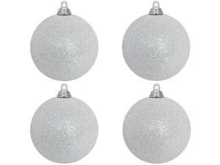 Weihnachtskugel B1 glitter weiss, Ø 10cm, 4 Stück