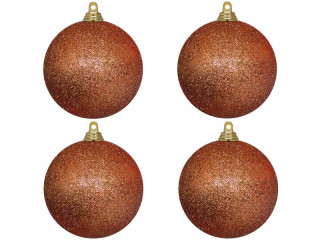 christmas ball B1 glitter copper, Ø 10cm, 4 pcs.
