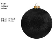 Weihnachtskugeln Samt schwarz Ø 8cm, 10 Stück
