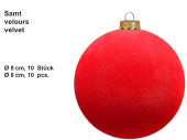 Weihnachtskugeln Samt rot Ø 8cm, 10 Stück
