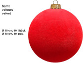 Weihnachtskugeln Samt rot Ø 10cm, 10 Stück