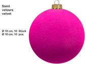 Weihnachtskugeln Samt pink Ø 10cm, 10 Stück