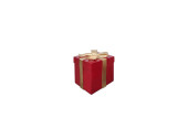 Fiberglas Objekt Paket rot/gold, 40 x 40 x H 46cm schwer...