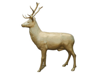 Fiberglas Objekt Hirsch XL gold, 50 x 185 x H 225cm schwer entflammbar, outdoor