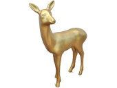 Fiberglas Objekt Reh stehend gold, 90 x 30 x H 115cm...