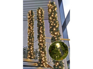 Stehgirlande warmweiss 24V, H 200cm x Ø 25cm, 200 LEDs Aussen inkl.Trafo und Metallständerder