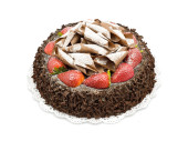 chocolate cake with strawberries flat
