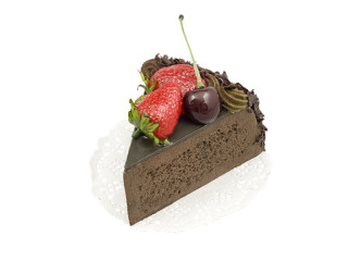 pièce de gâteau au chocolat avec cerise