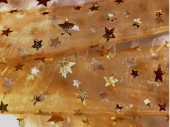 Stoff Organza "Sterne" gold Sterne gold, B 150 cm