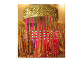 Effektfolie Flower gold/gold metallic, geprägt schwer entflammbar B1 90cm breit