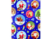 Geschenkpapier "Santa comes" blau-bunt 70cm x 50m