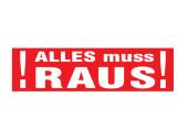Ankleber "ALLES muss RAUS" weiss/rot 20 x 70cm